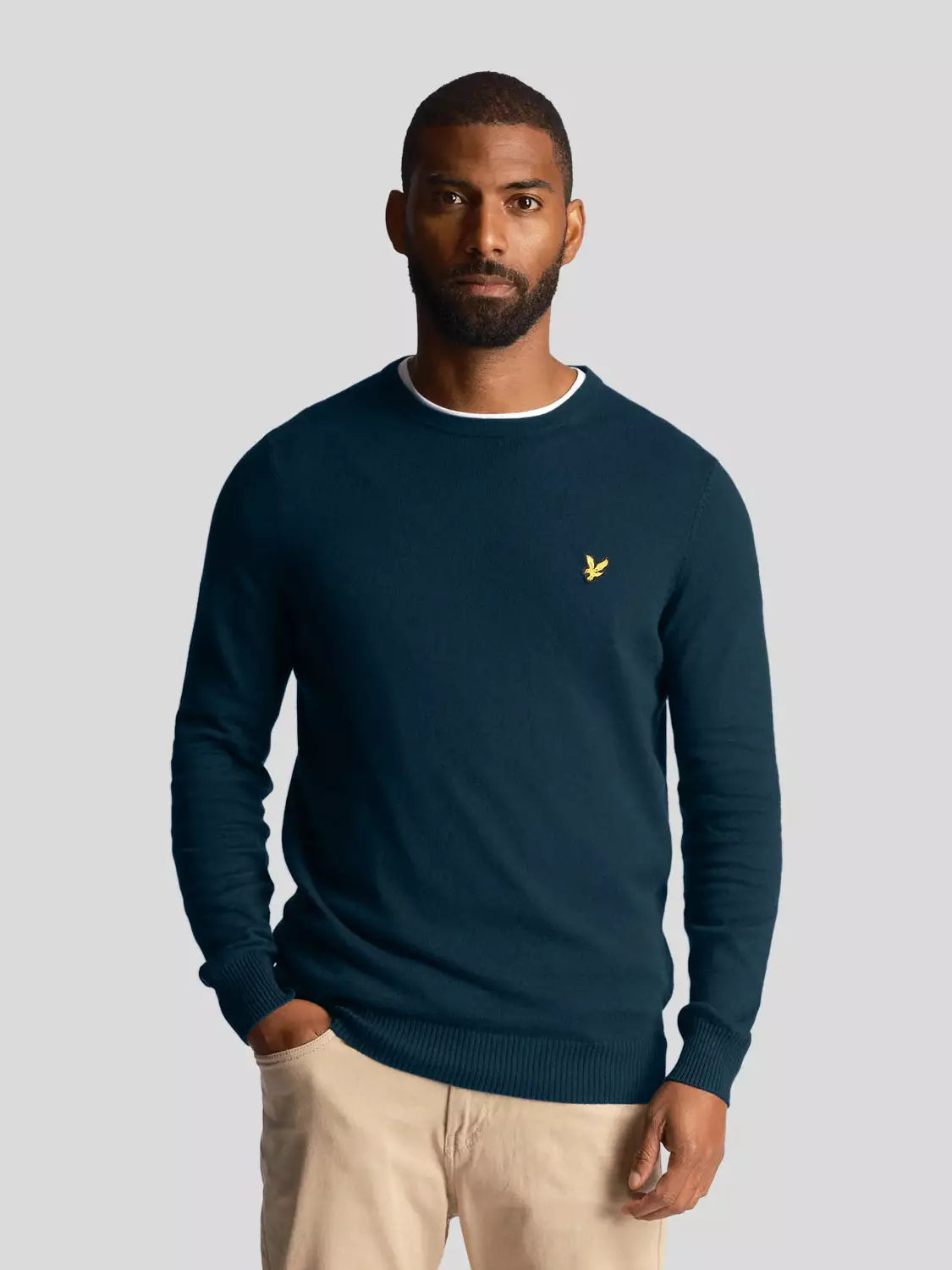 Cotton Merino Crew Jumper Apres Navy (w992)