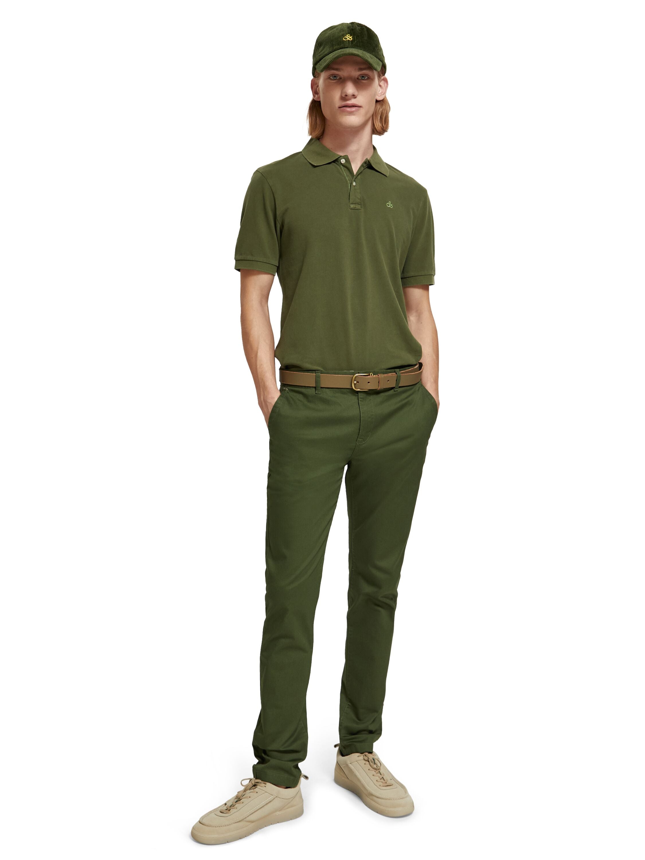 Essentials - Mott Super Slim-Fit stretch twill chino Field Green