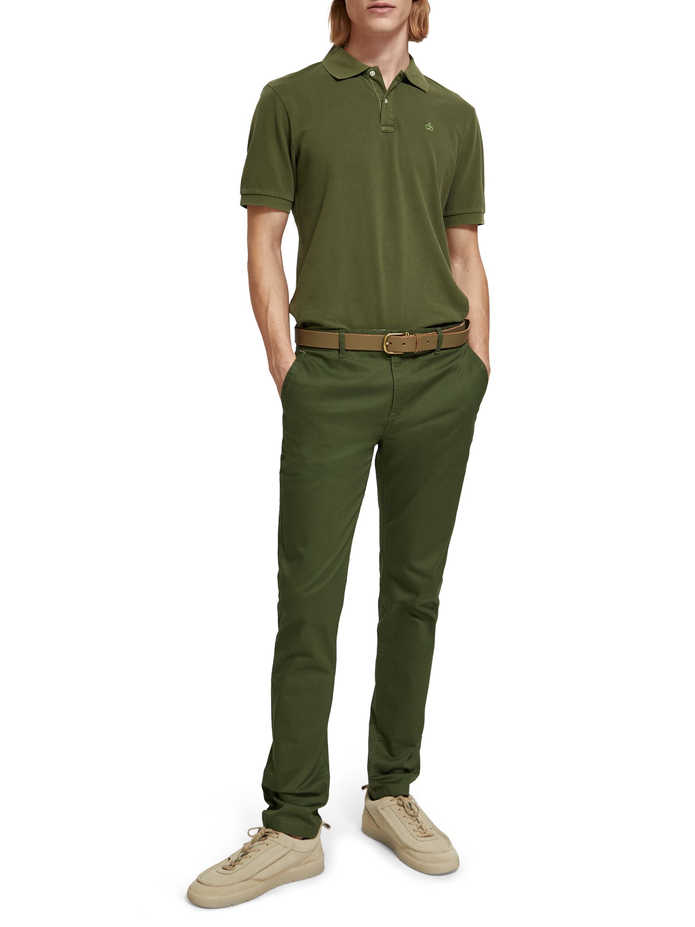 Essentials - Mott Super Slim-Fit stretch twill chino Field Green