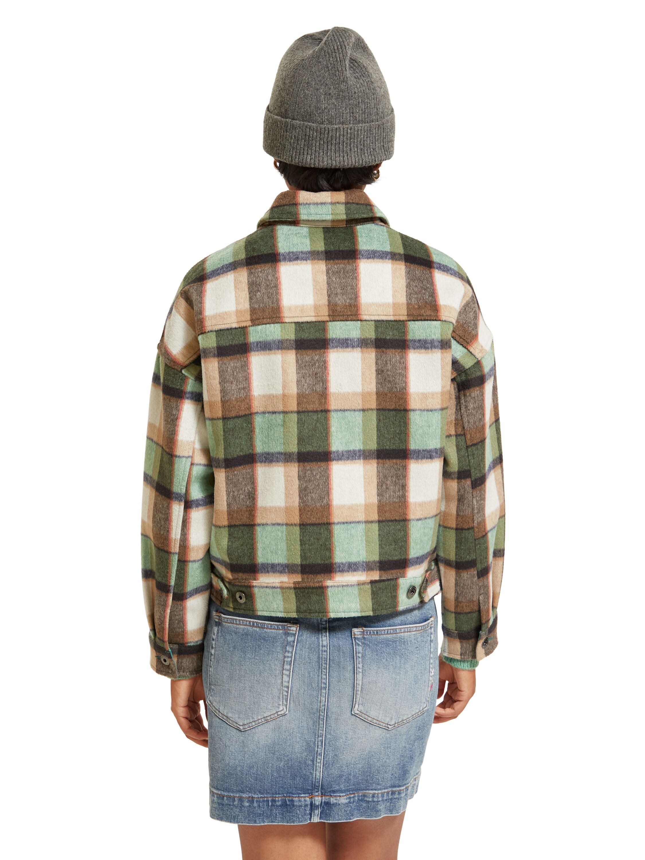 Green check short jacket Frozen mint check