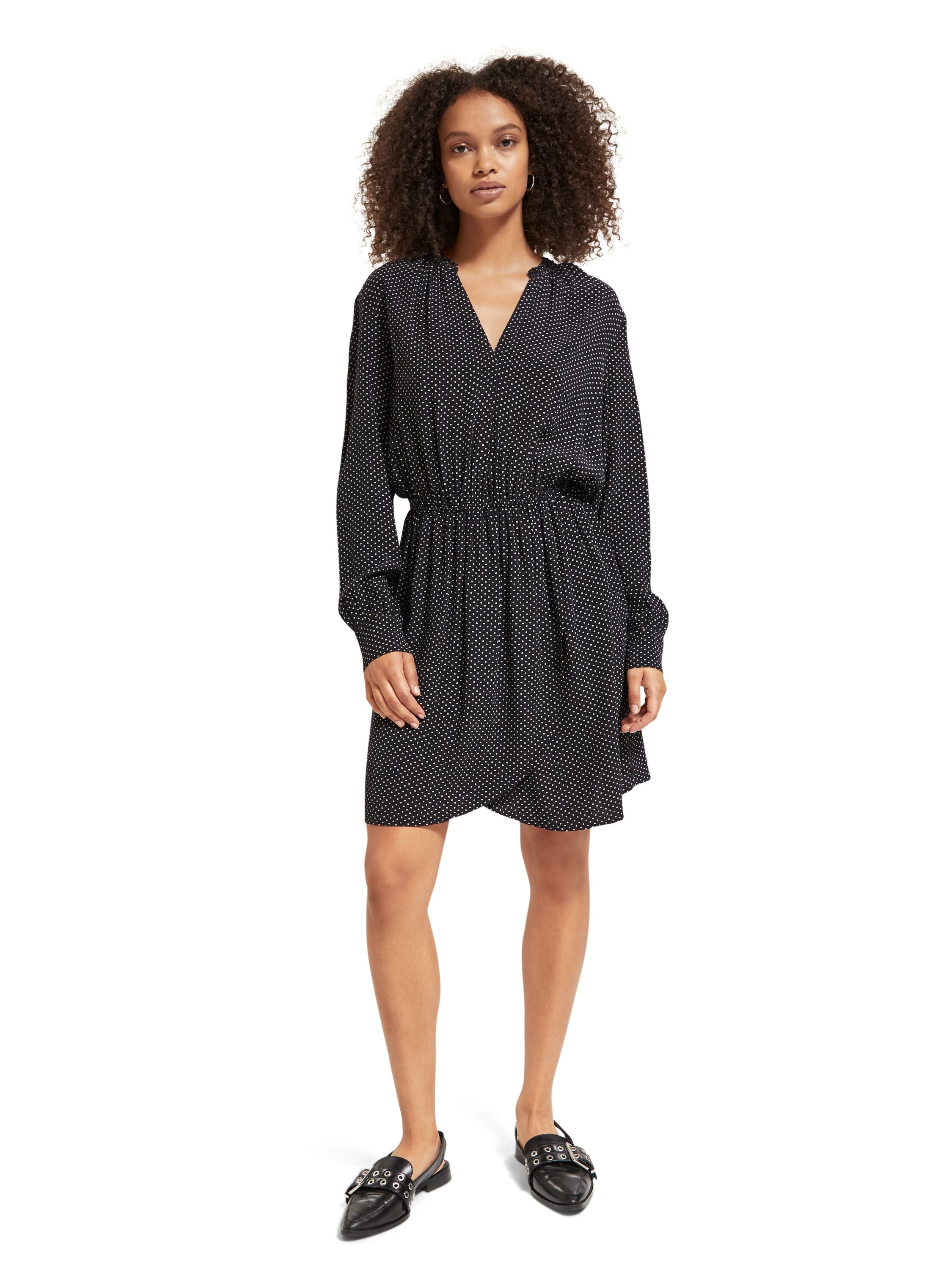 Mini dress with elasticated waist Polka Evening Black