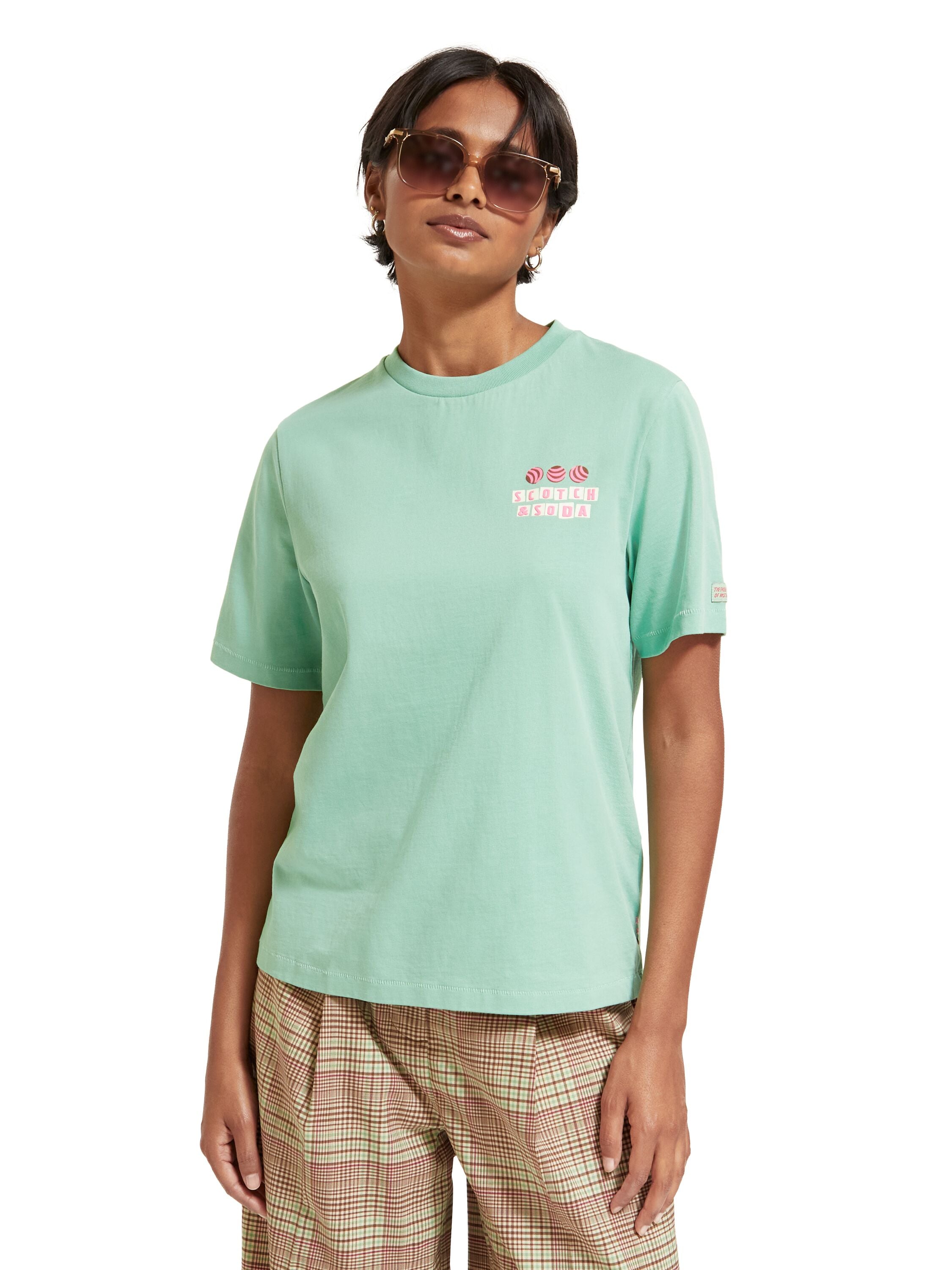 Cotton In Conversion regular fit T-shirt with chest artwork Sea Green