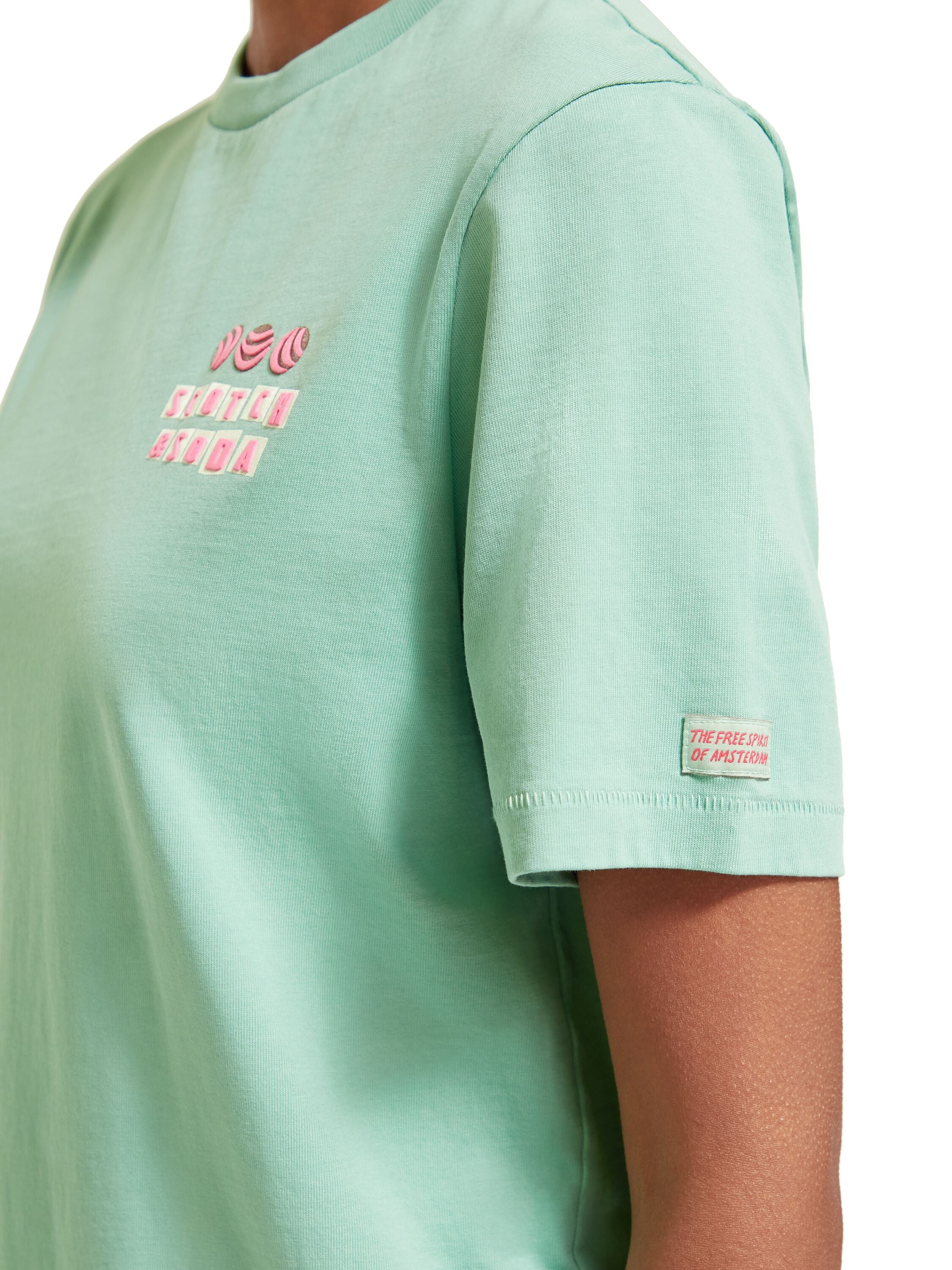 Cotton In Conversion regular fit T-shirt with chest artwork Sea Green