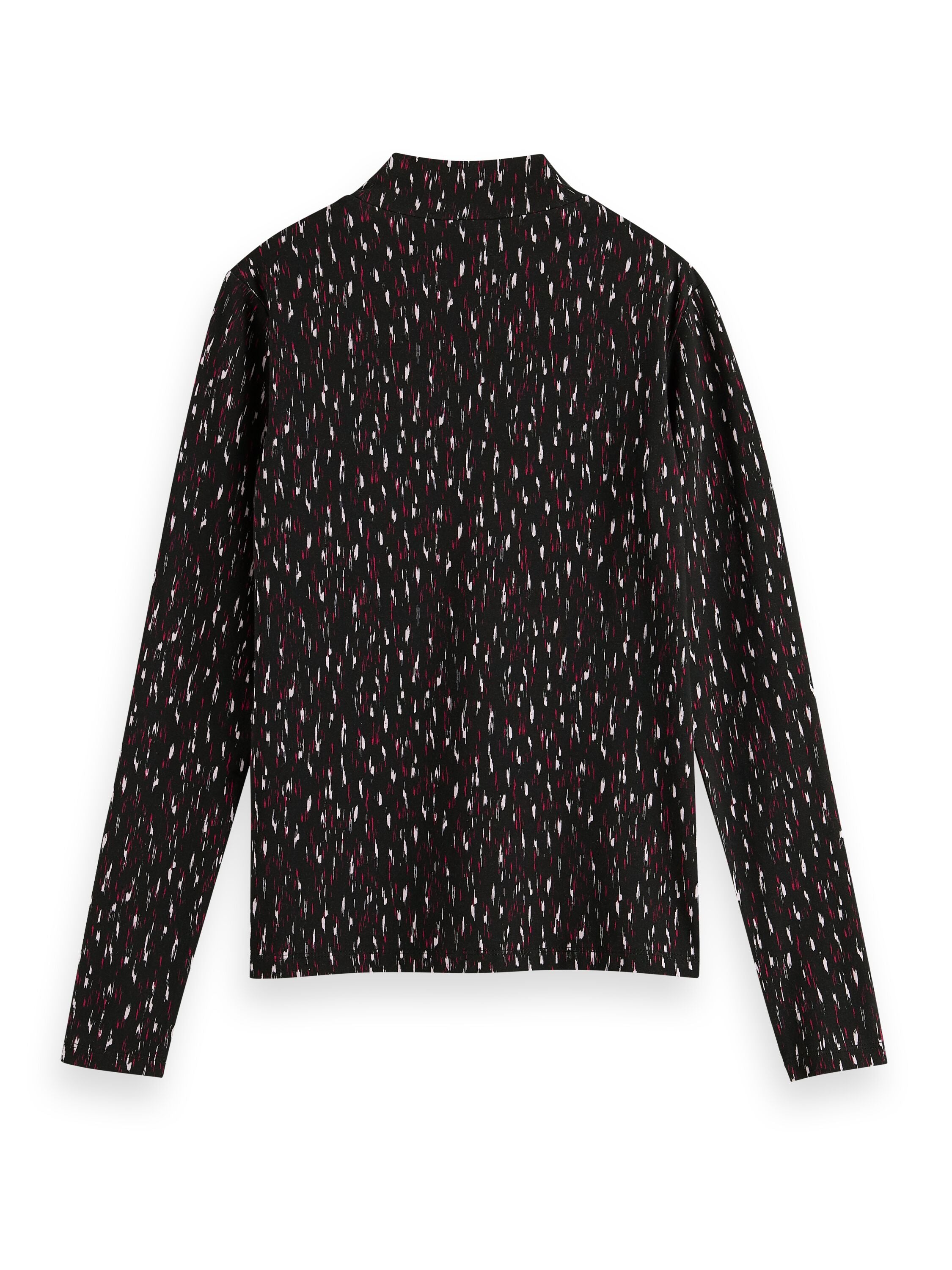 All-over print slim-fit longsleeve T-shirt in Ikat Burgundy Red