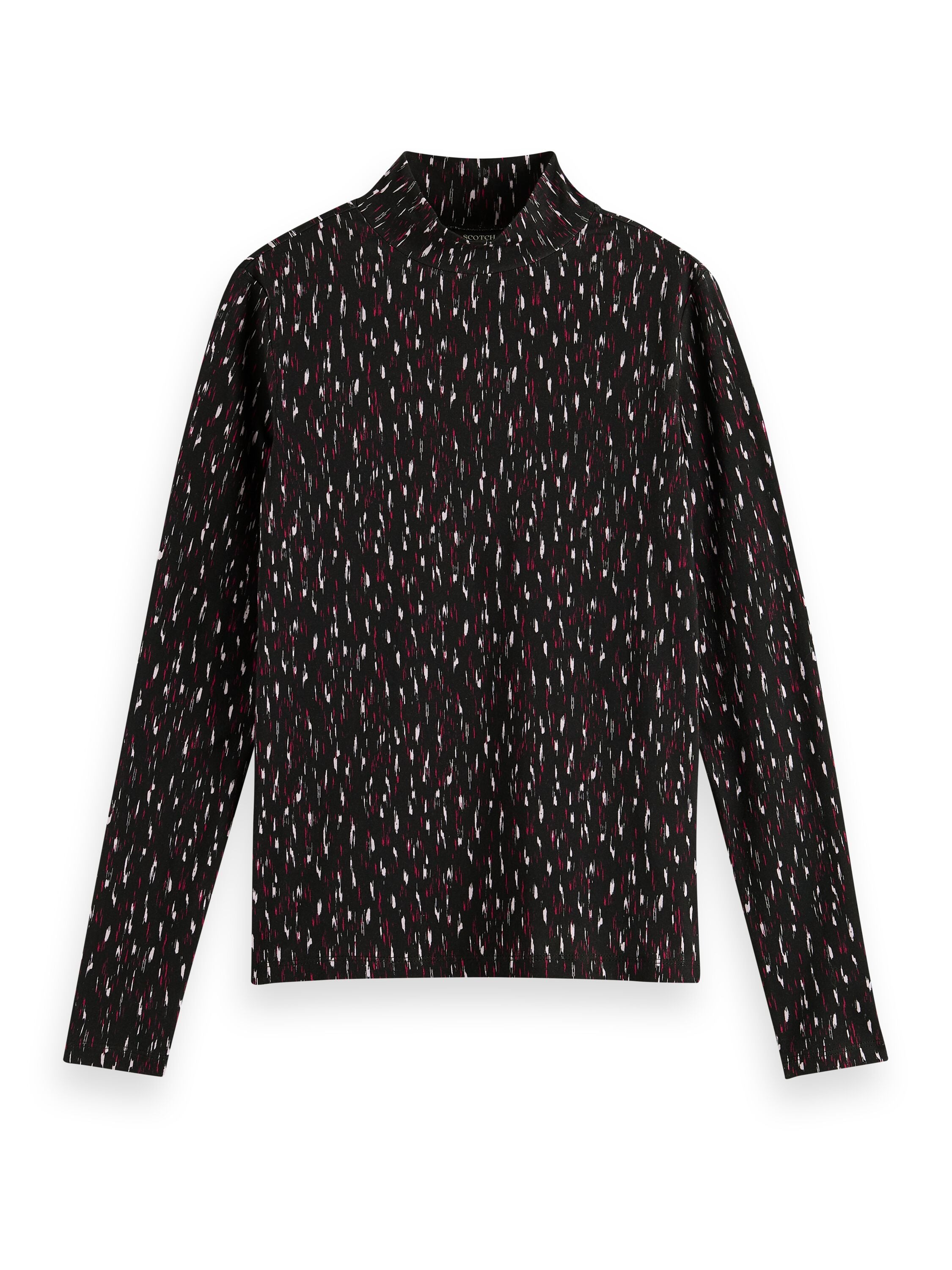 All-over print slim-fit longsleeve T-shirt in Ikat Burgundy Red