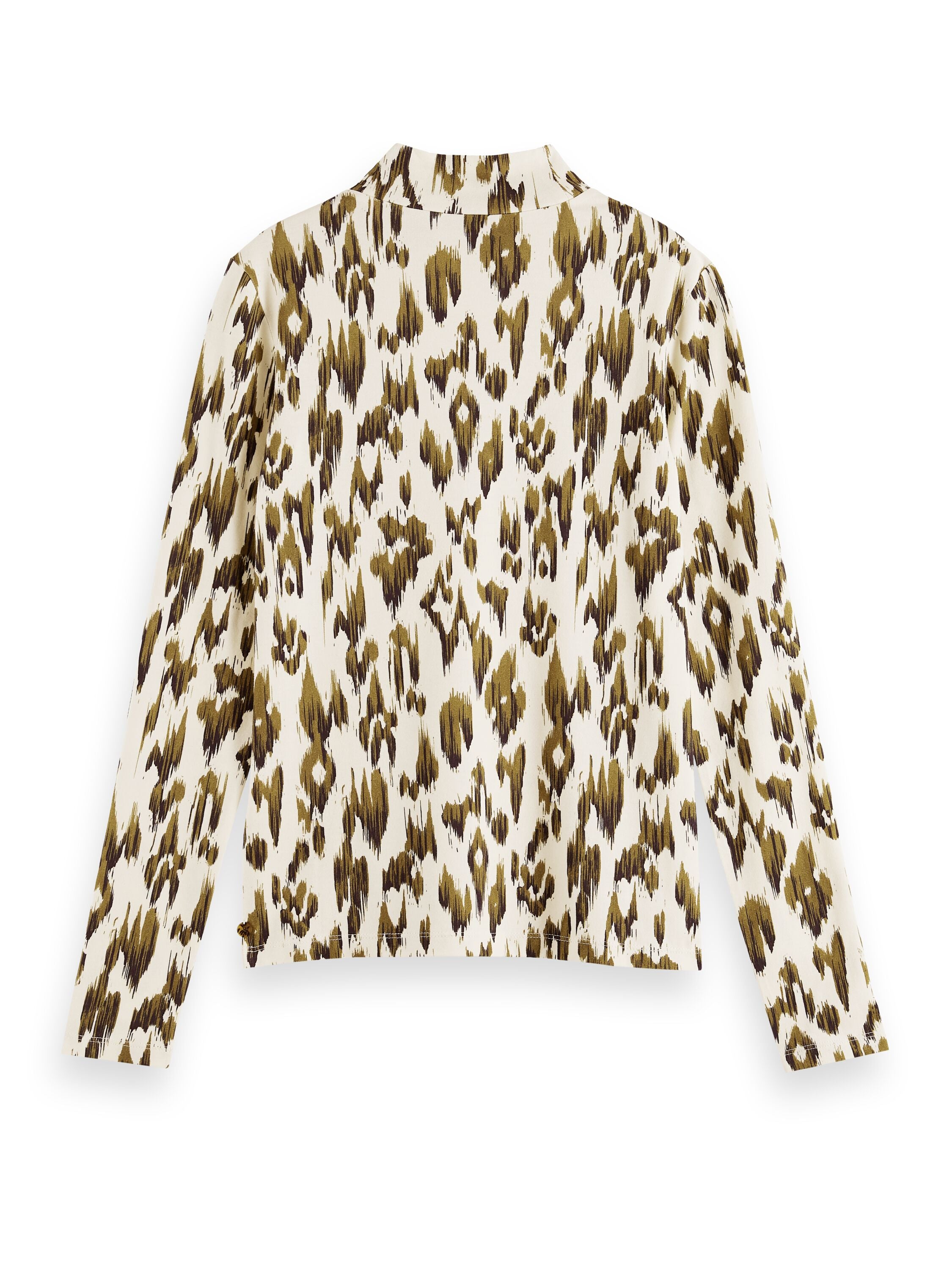 All-over print slim-fit longsleeve T-shirt in Ikat Khaki Green