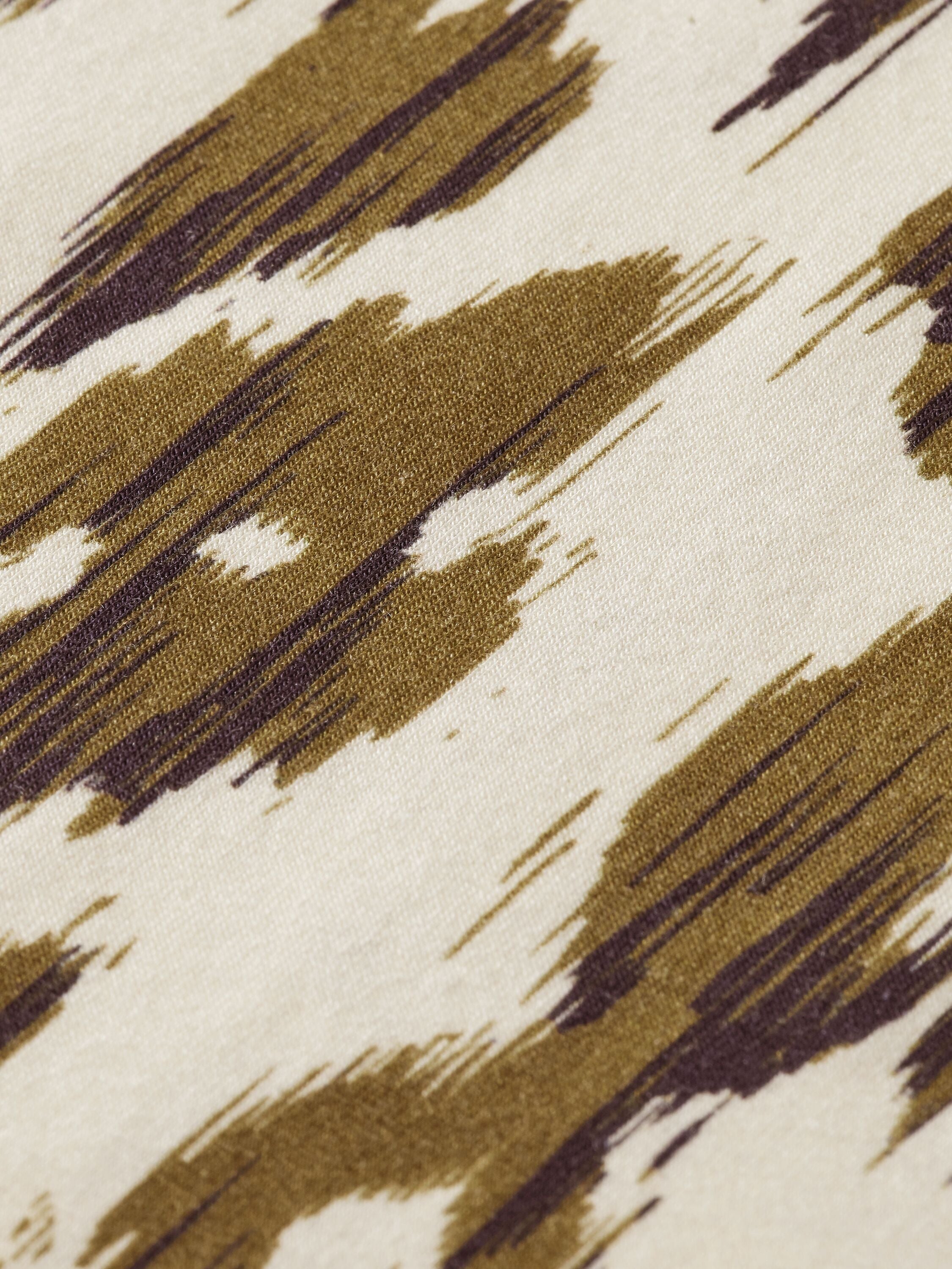 All-over print slim-fit longsleeve T-shirt in Ikat Khaki Green