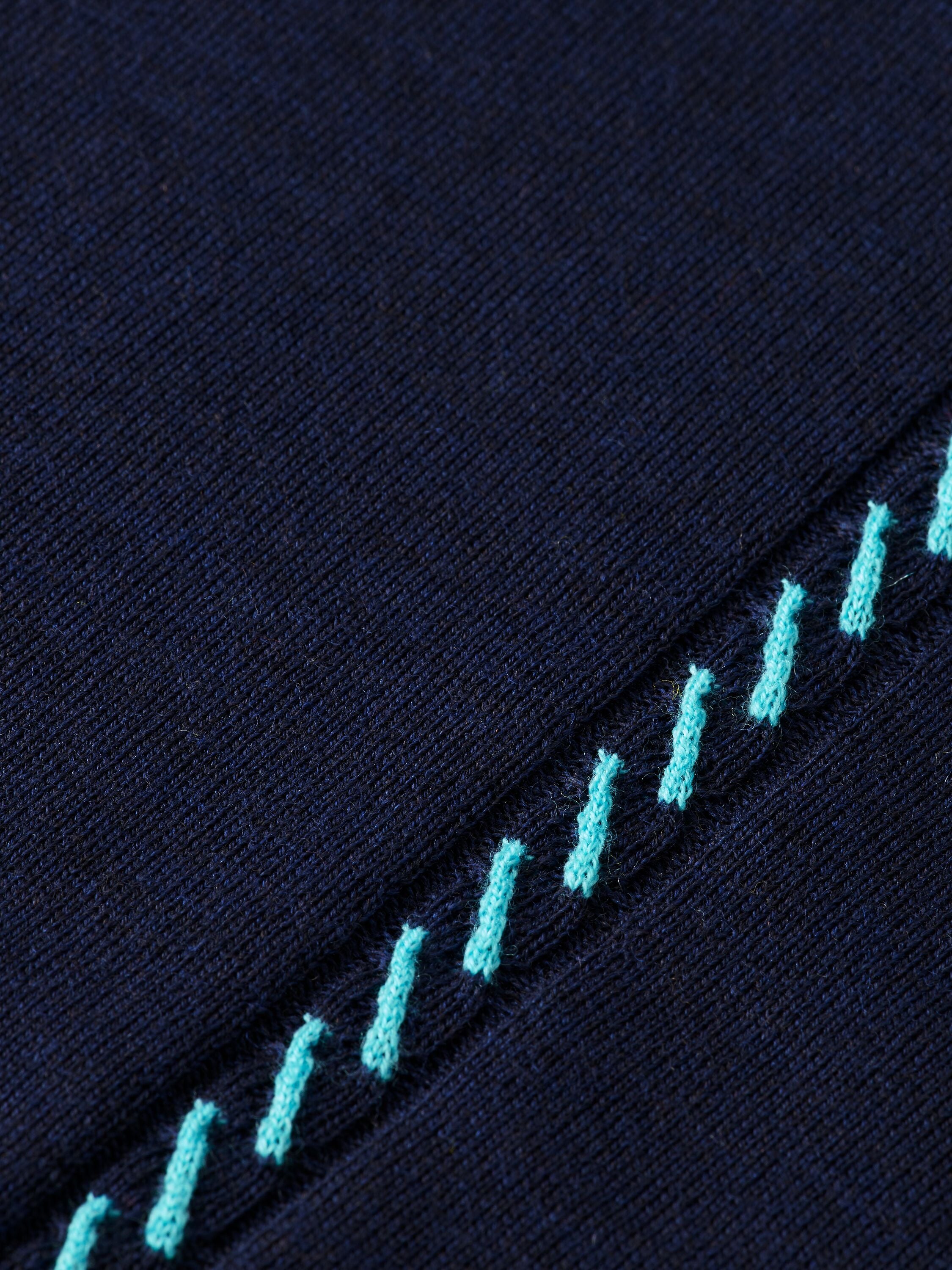 Contrast-trimmed merino wool crewneck pullover steel