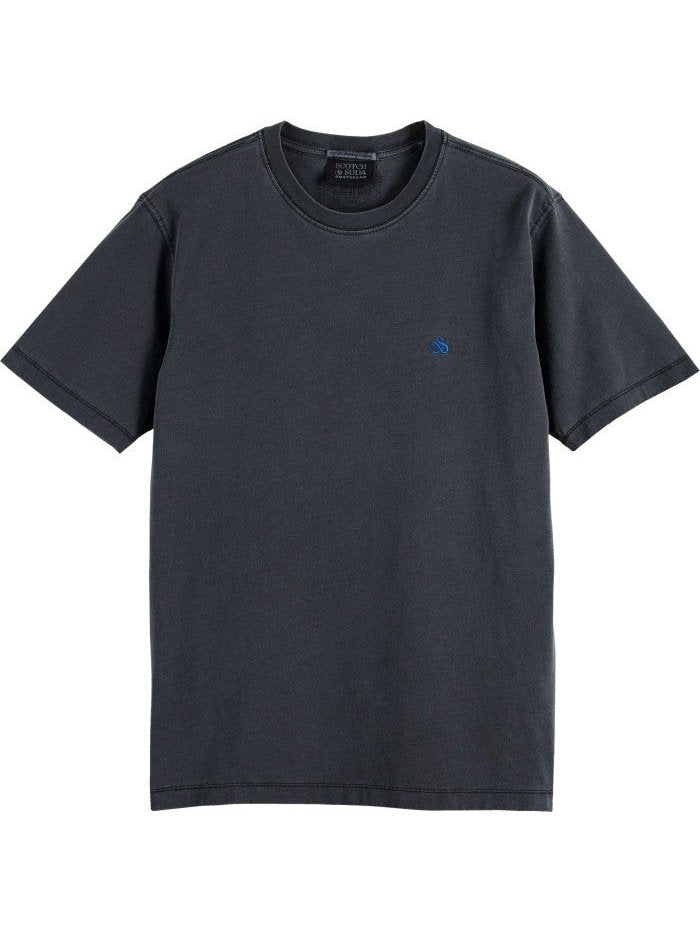Garment dye logo embroidery tee Black