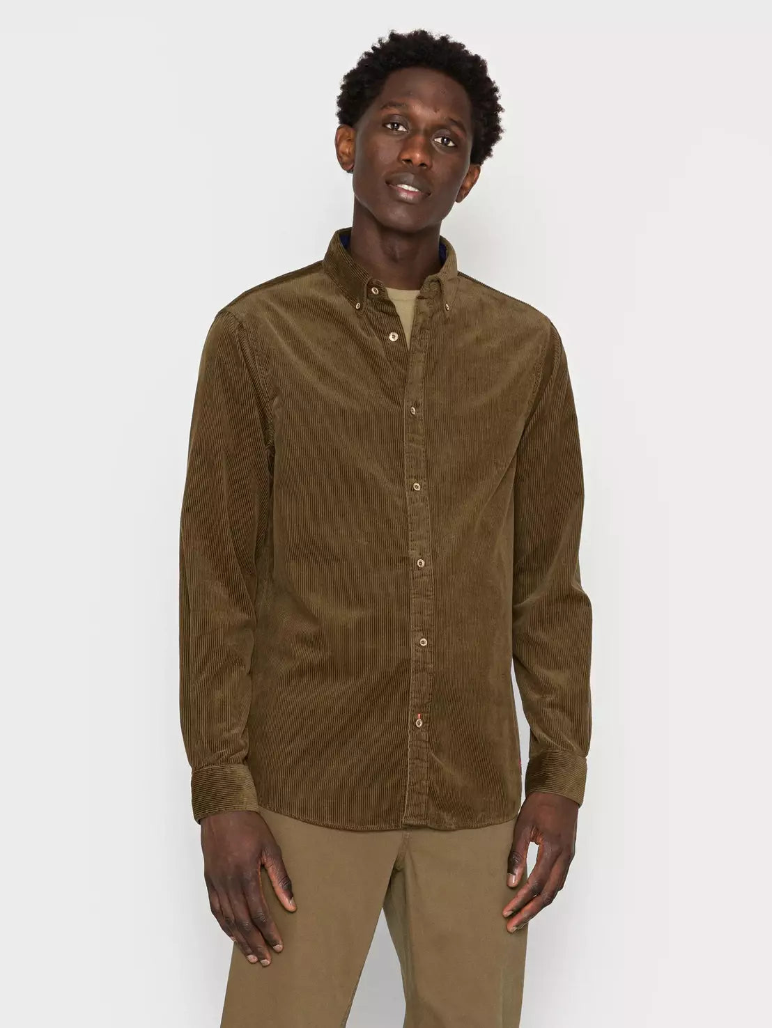 Regular fit- cotton corduroy overhemd - Military