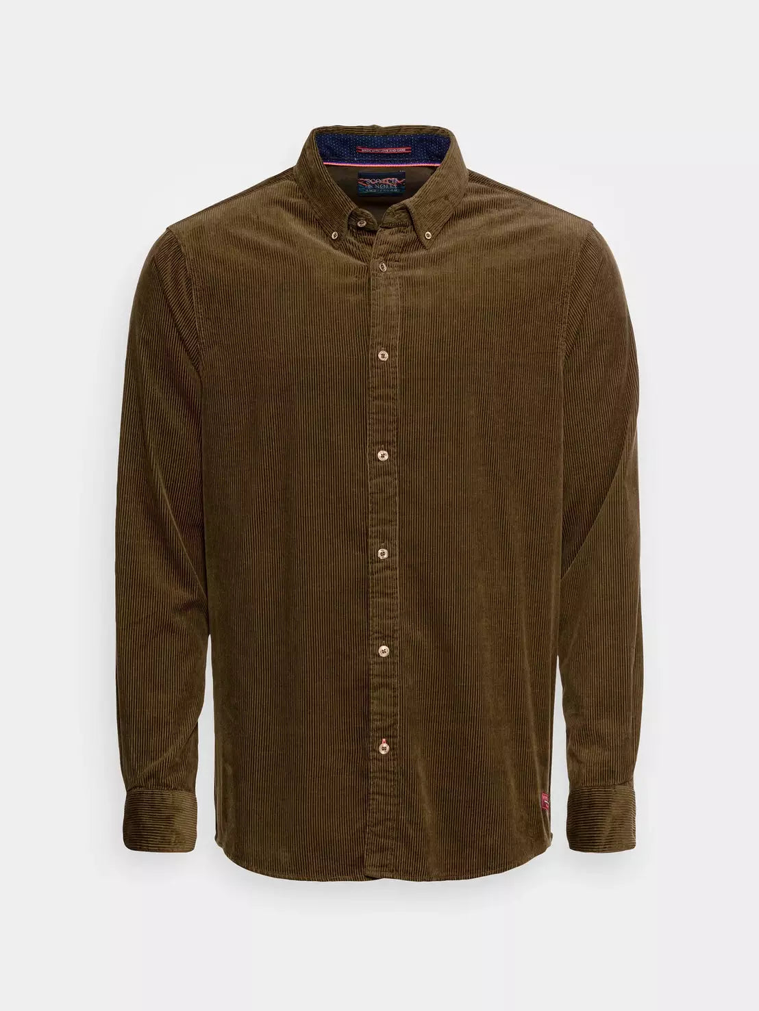 Regular fit- cotton corduroy overhemd - Military