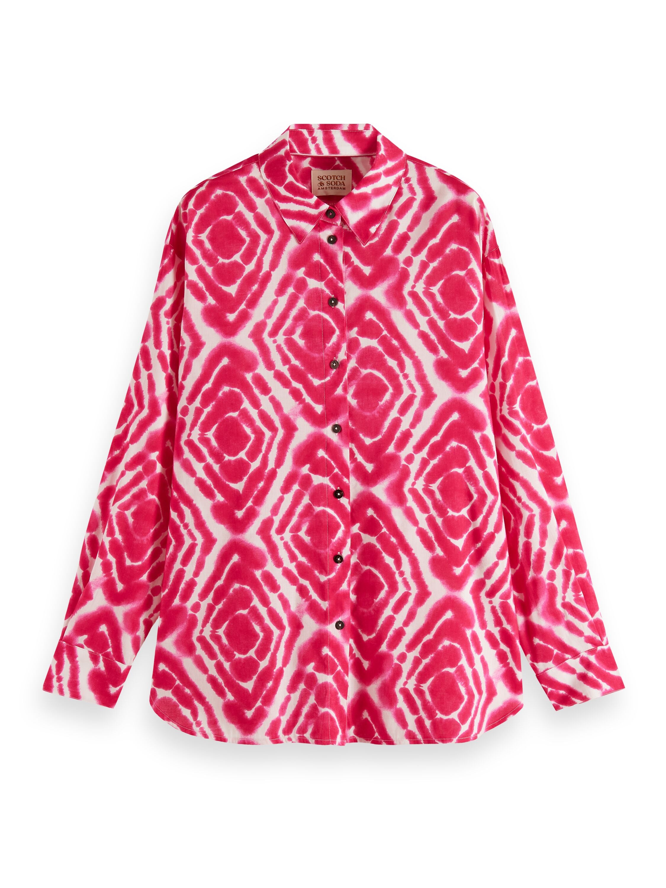 Oversized shirt with print Disco tye dye pop pink