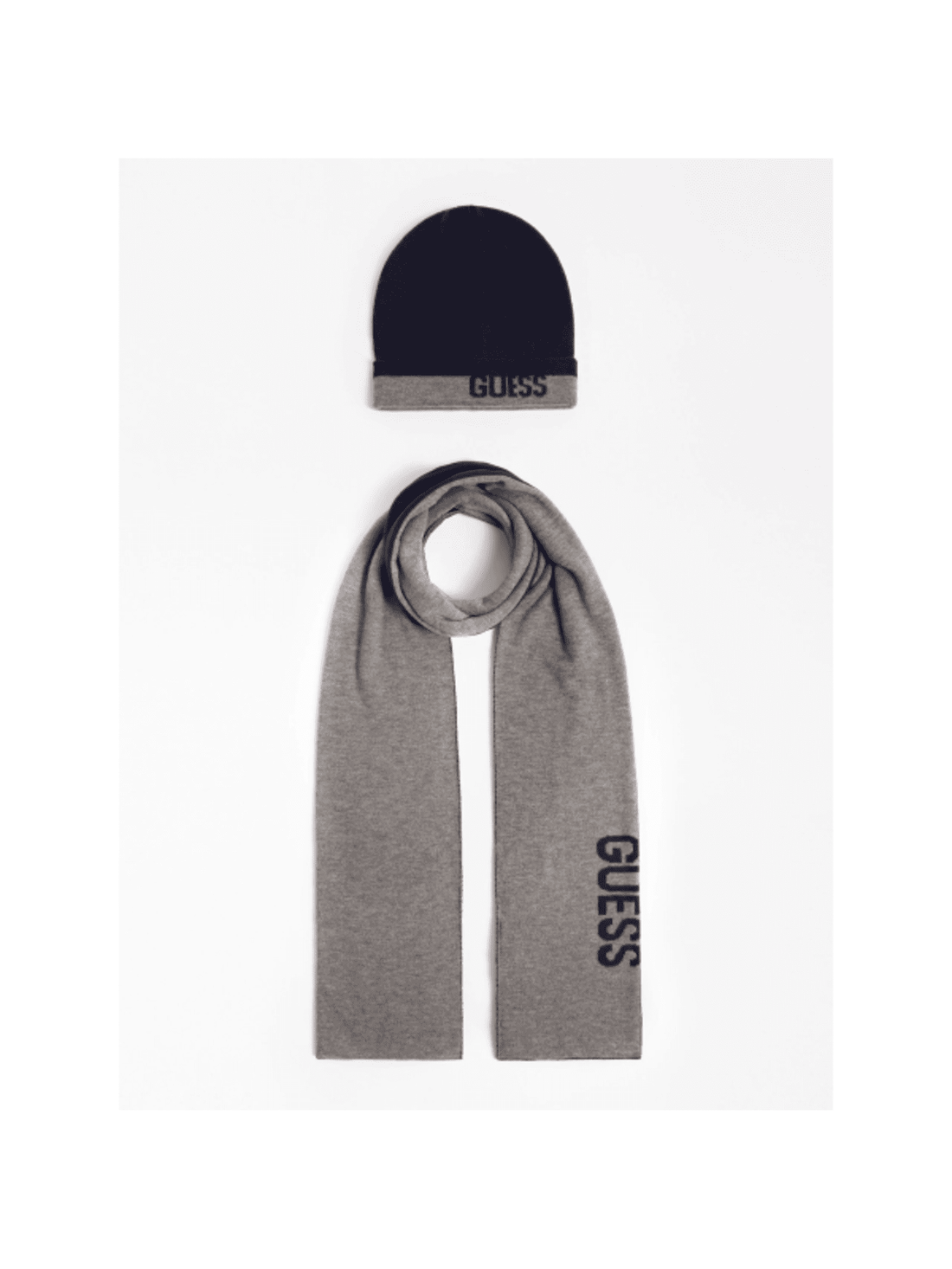 Gift box sjaal met muts Smart blue and grey