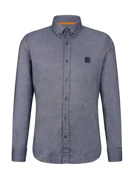 Slim fit overhemd van oxfordkatoen met stretch - zwart