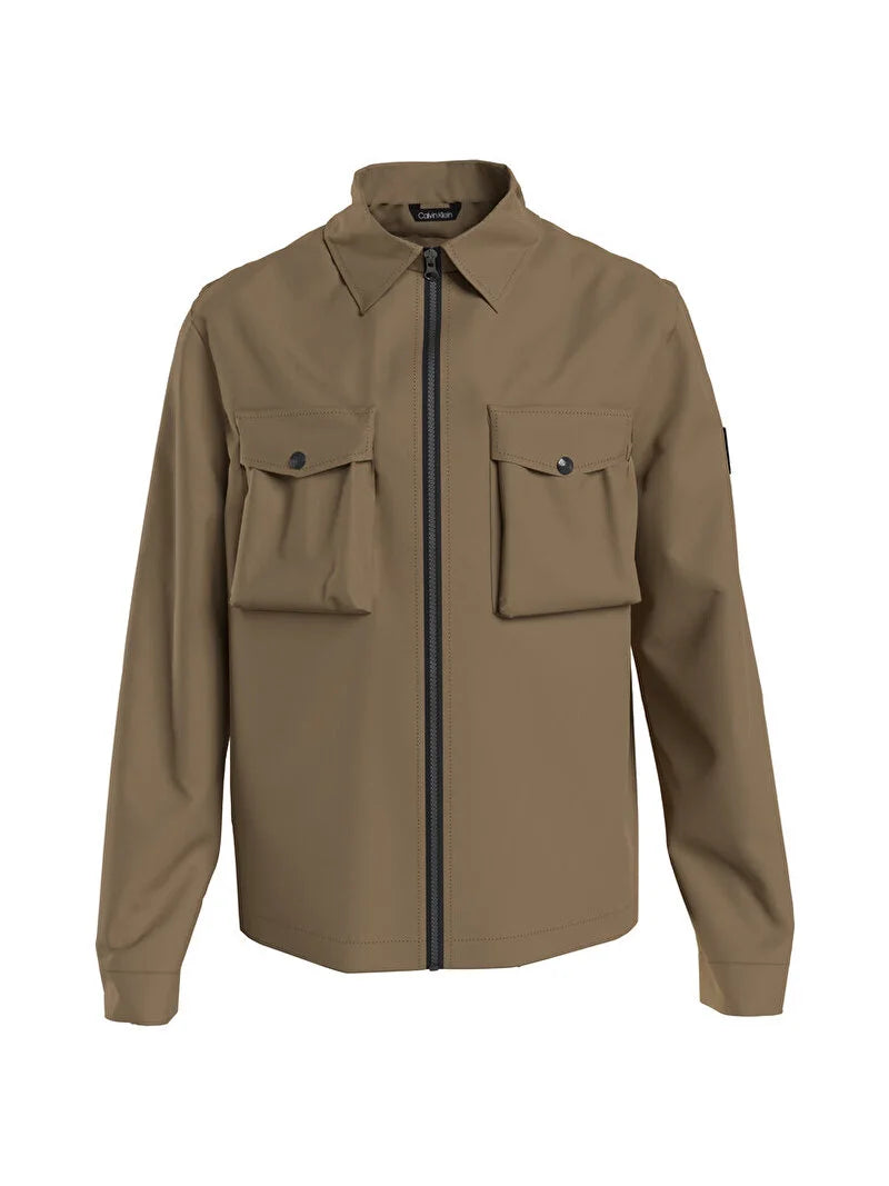 Shirtjack Met Rits - Naturel kaki