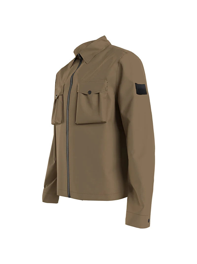 Shirtjack Met Rits - Naturel kaki