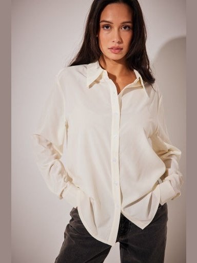 sheer basic shirt - Ecru