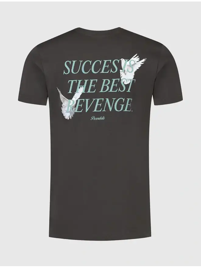 T-shirt with front print and back artwork in Brown