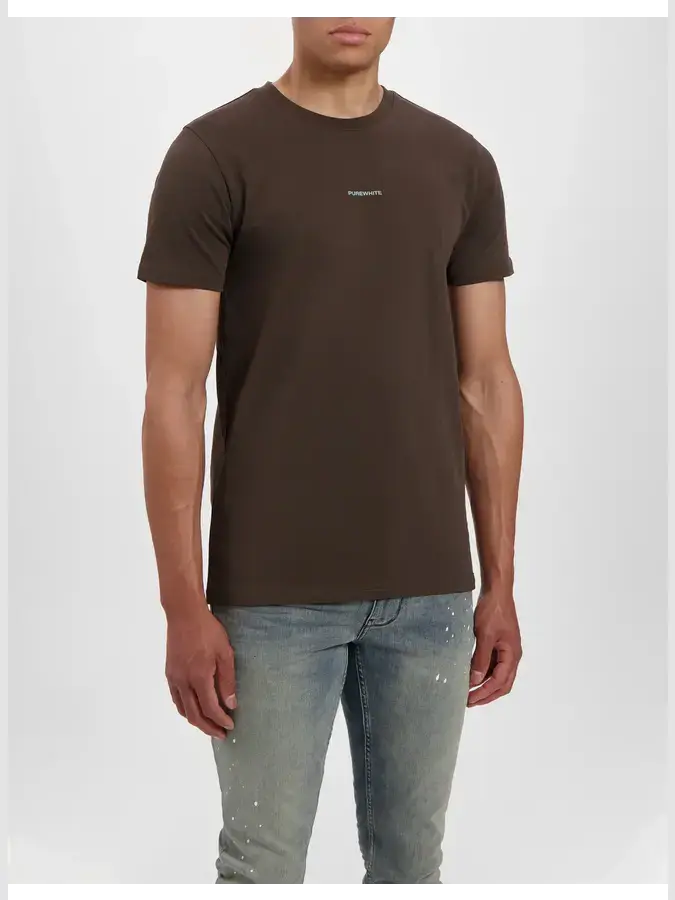 T-shirt with front print and back artwork in Brown