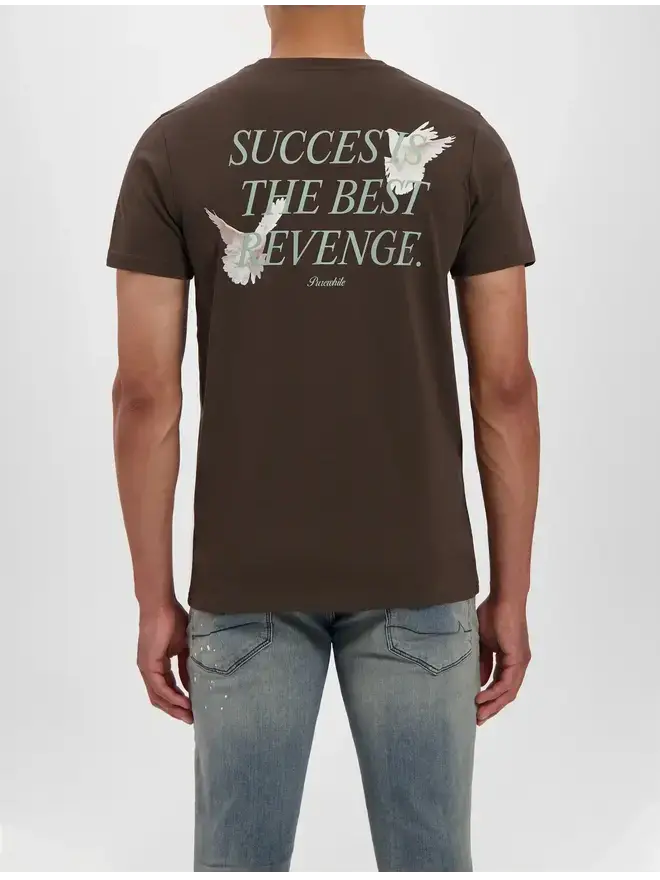 T-shirt with front print and back artwork in Brown