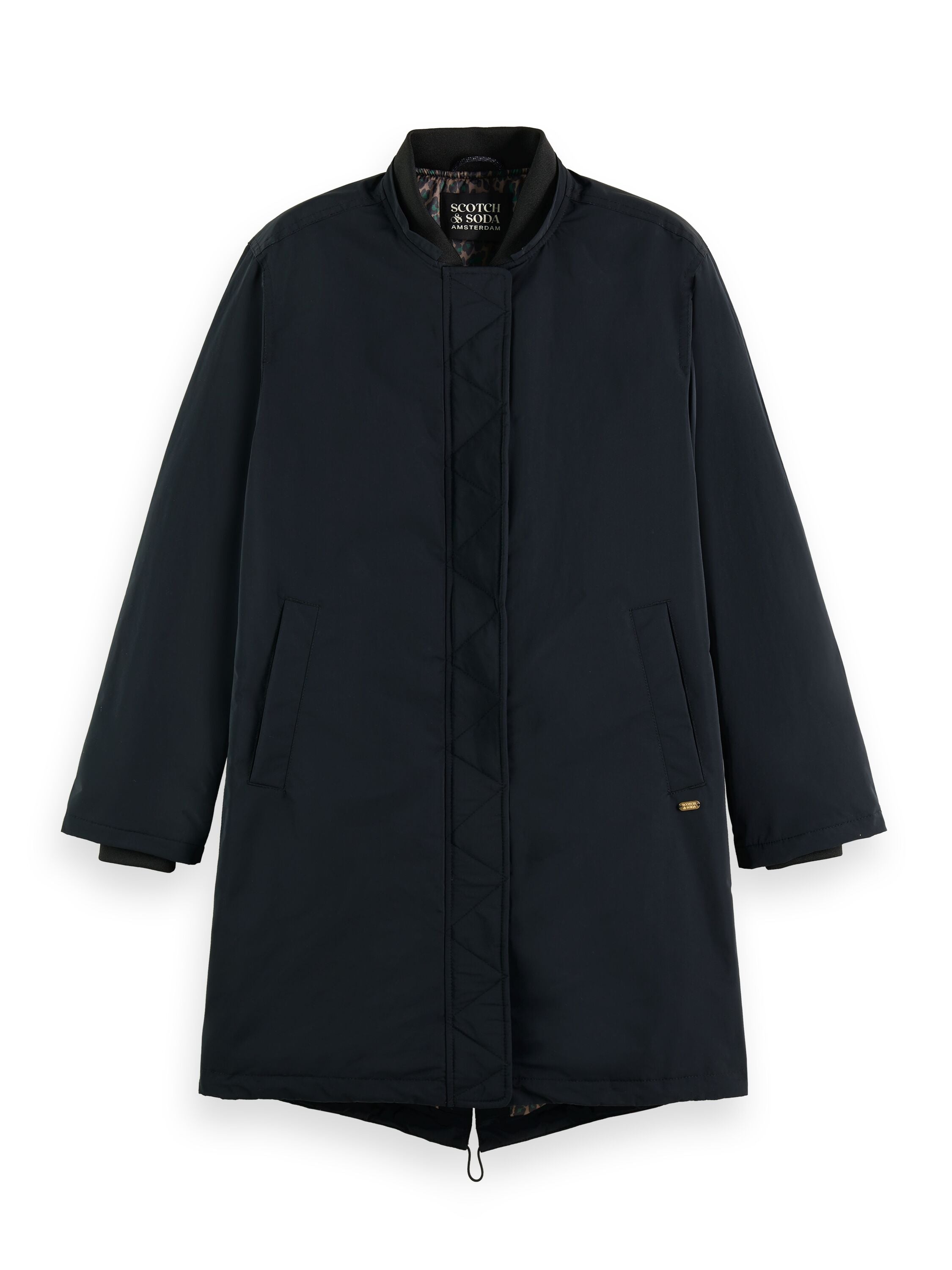 Water repellent mid length parka with Repreve® filling Black
