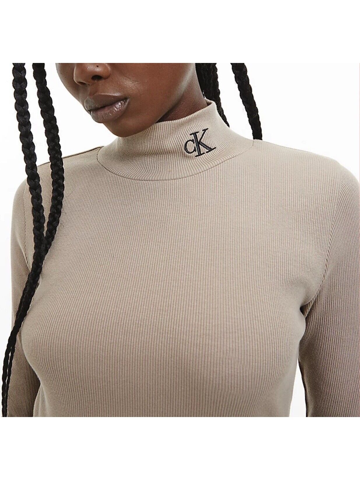 Rib mock neck sweater - perfect taupe