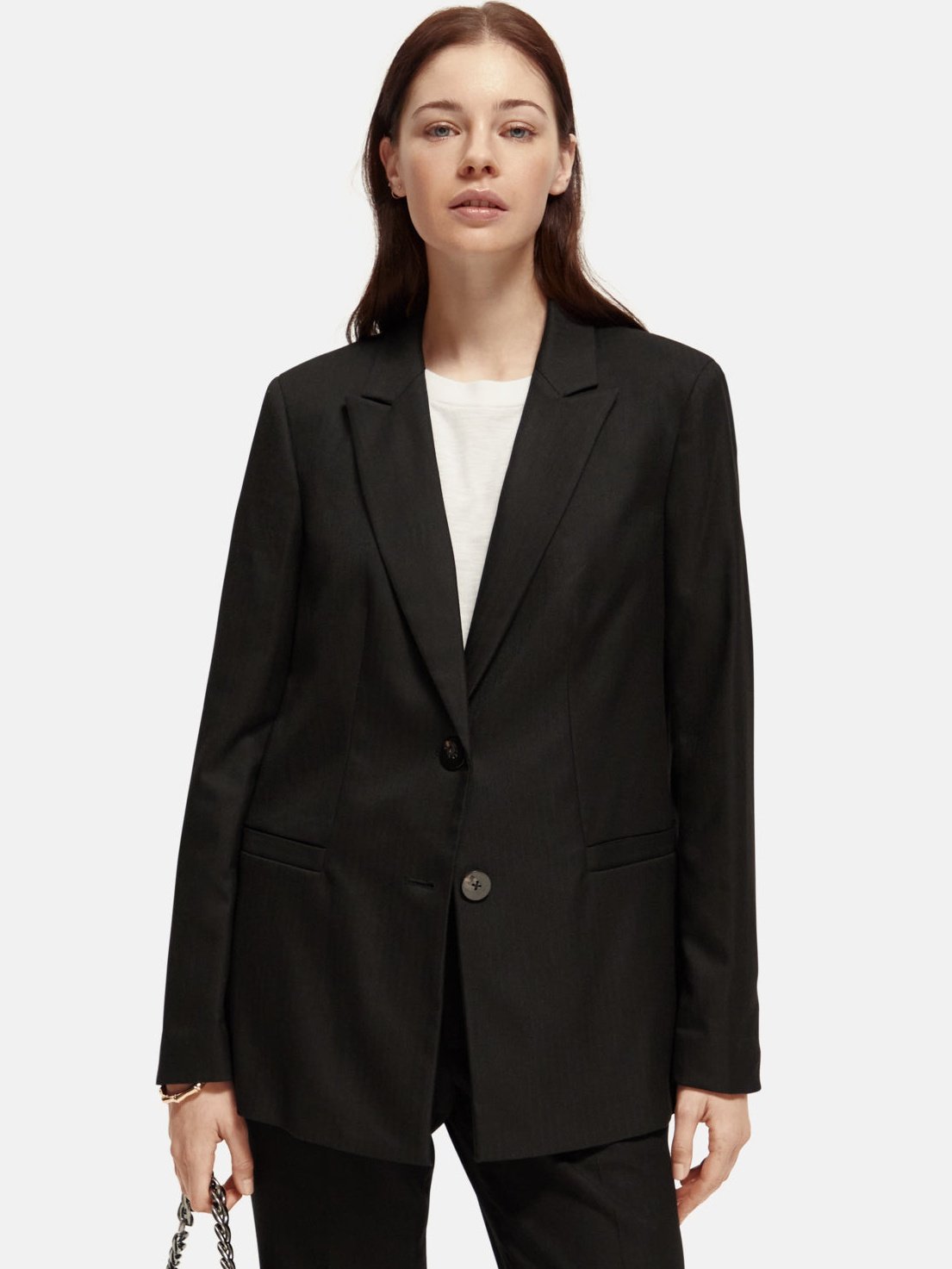 Relaxed fit single breasted tailored blazer