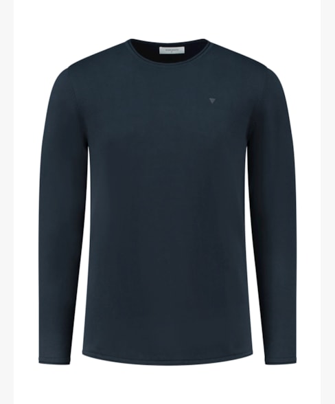 Flat knitted shirt with small logo on chest 7 - Navy