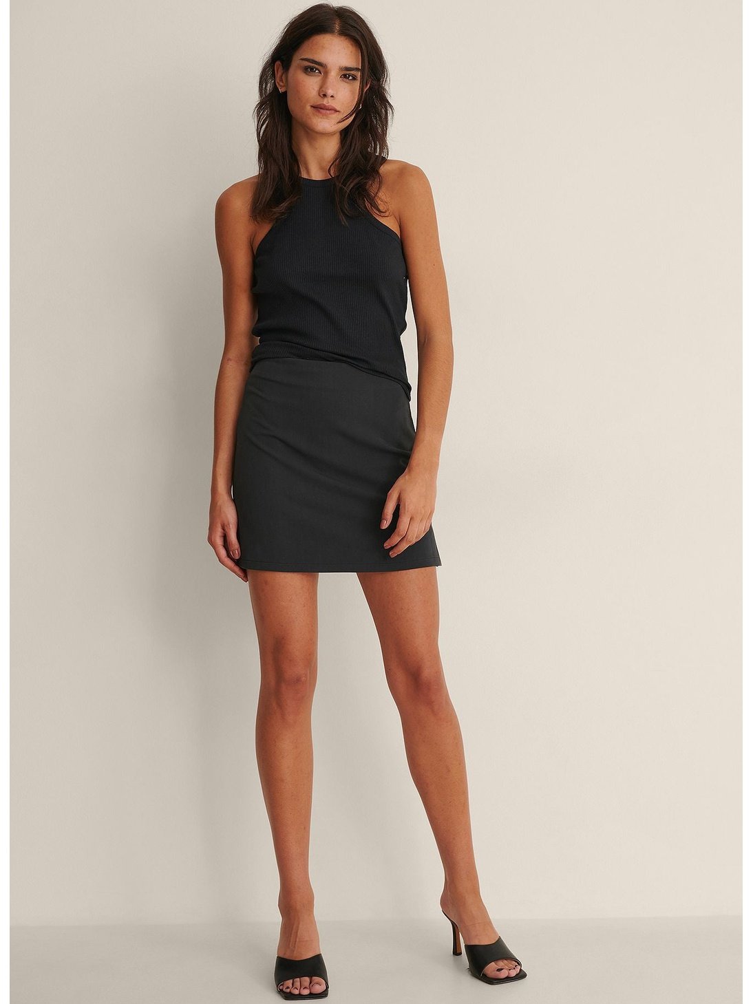 RIBBED TANK TOP - Black