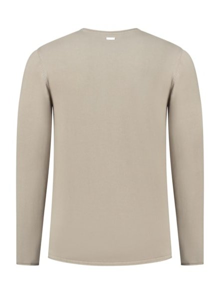 Flat knitted shirt with small logo on chest 46 - Sand