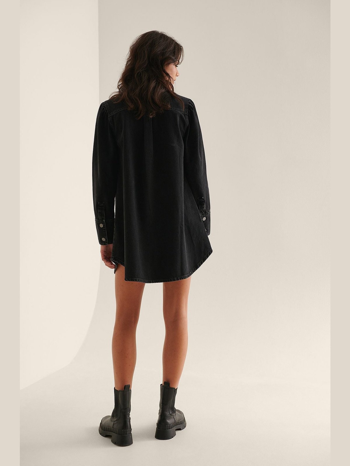 ORGANIC DENIM SHIRT DRESS - Black Wash