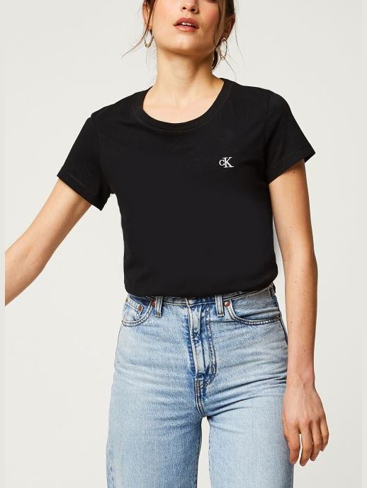 CK EMBROIDERY SLIM TEE CK BLACK J20J212883