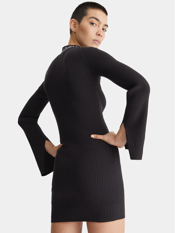 LOGO INTARSIA SWEATER DRESS CK BLACK J20J222719