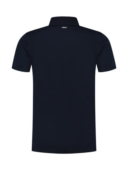 Flat knitted shirt SS polo with small logo on chest 7 - Navy