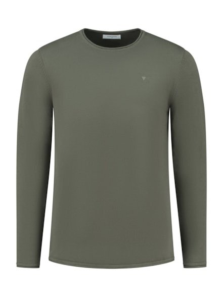 Flat knitted shirt with small logo on chest 10 - Army Green