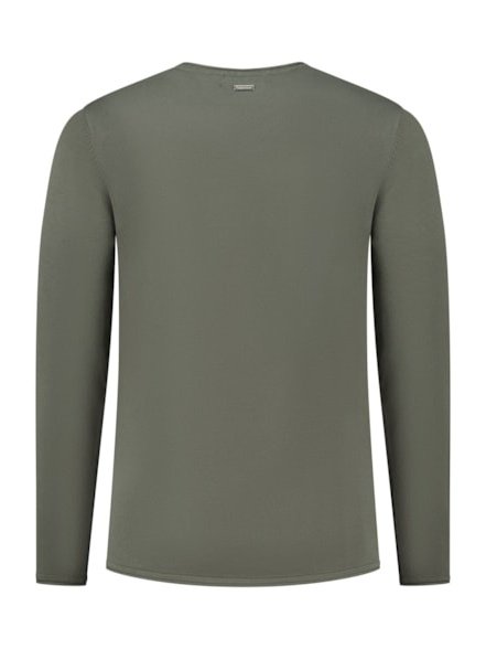 Flat knitted shirt with small logo on chest 10 - Army Green