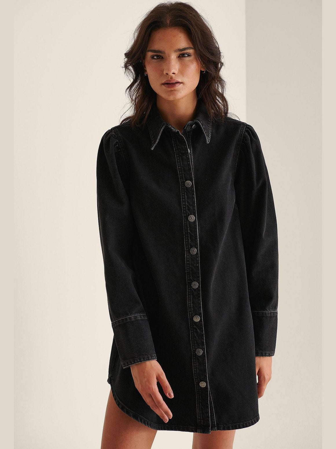 ORGANIC DENIM SHIRT DRESS - Black Wash