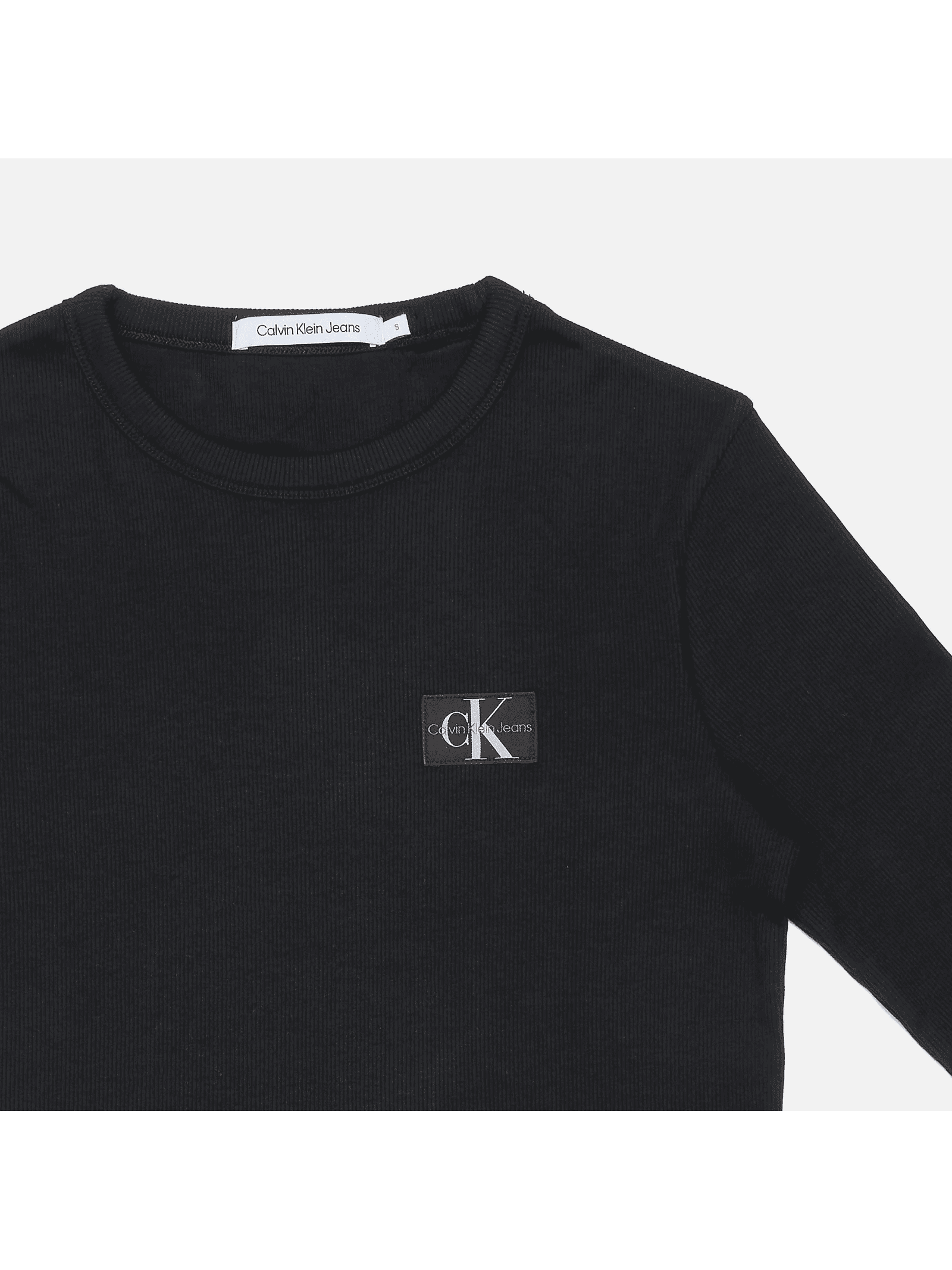 WOVEN LABEL RIB LONG SLEEVE CK BLACK J20J222781