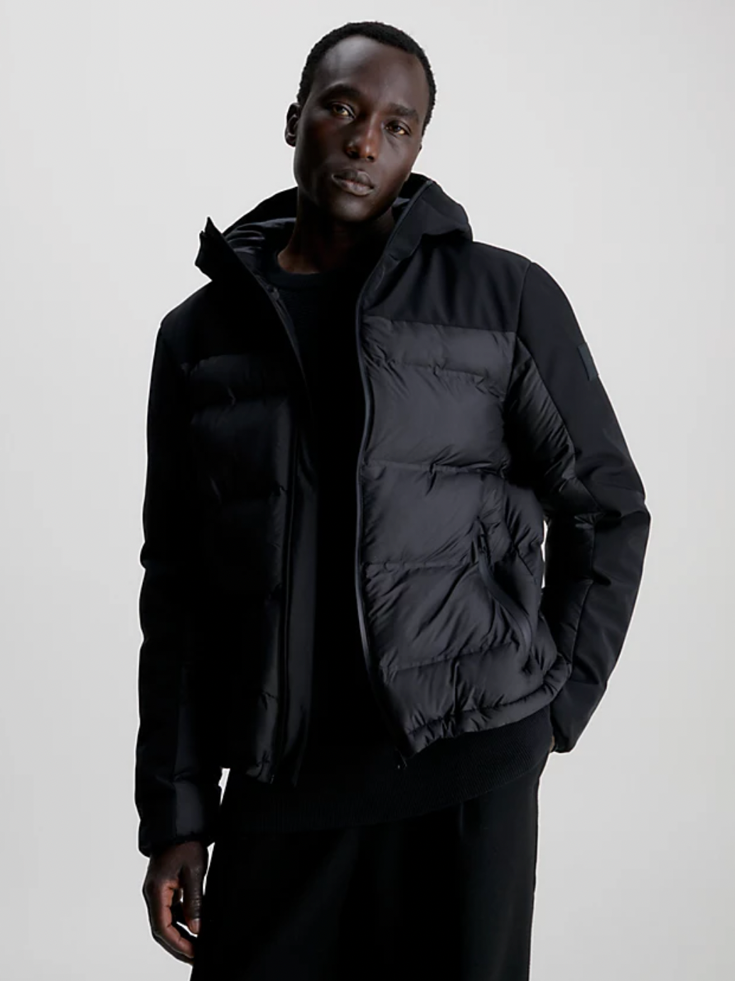 Mix media quilt jacket Ck Black
