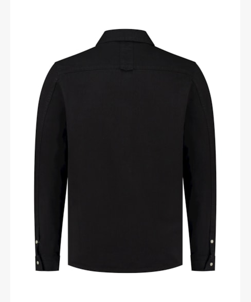 Twill overshirt with zipper and two front pockets 2 - Black