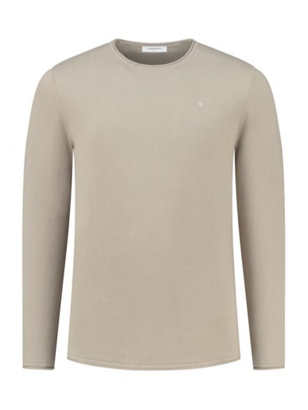 Flat knitted shirt with small logo on chest 46 - Sand
