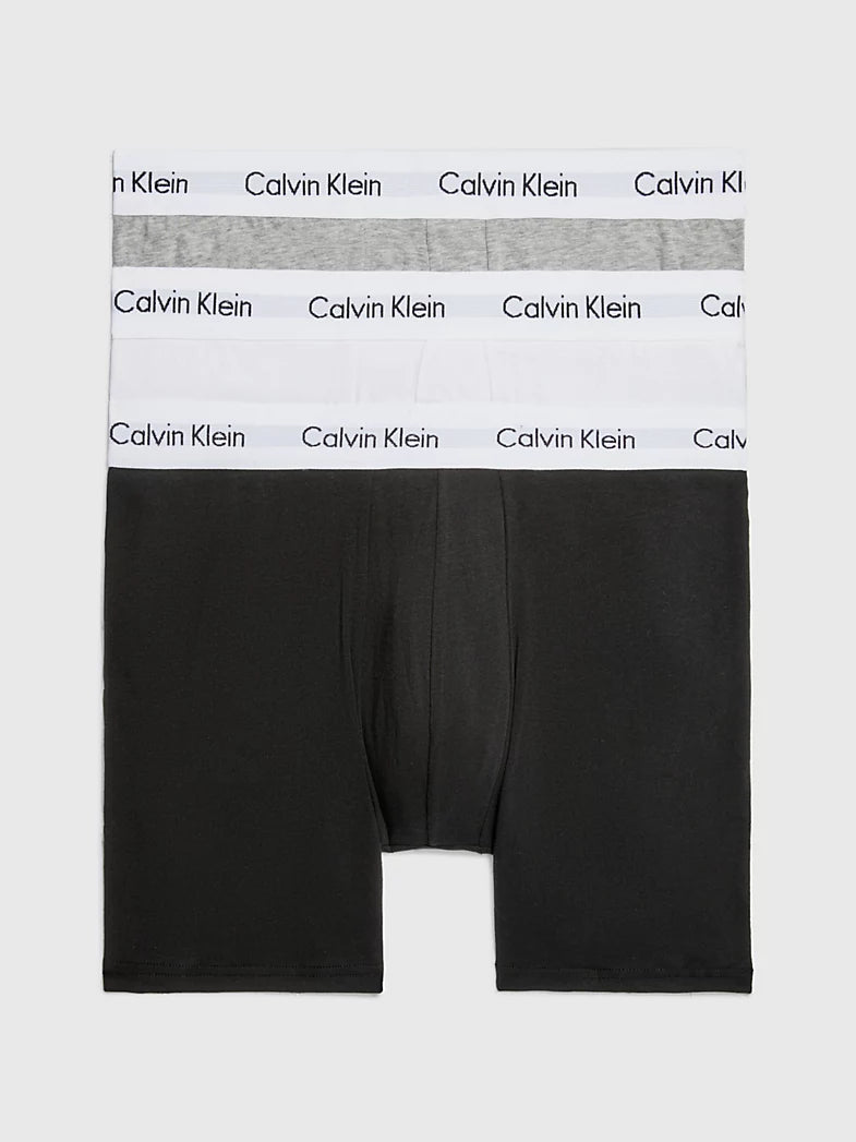 3-Pack Boxers Lang black/white/grey heather - Cotton Stretch
