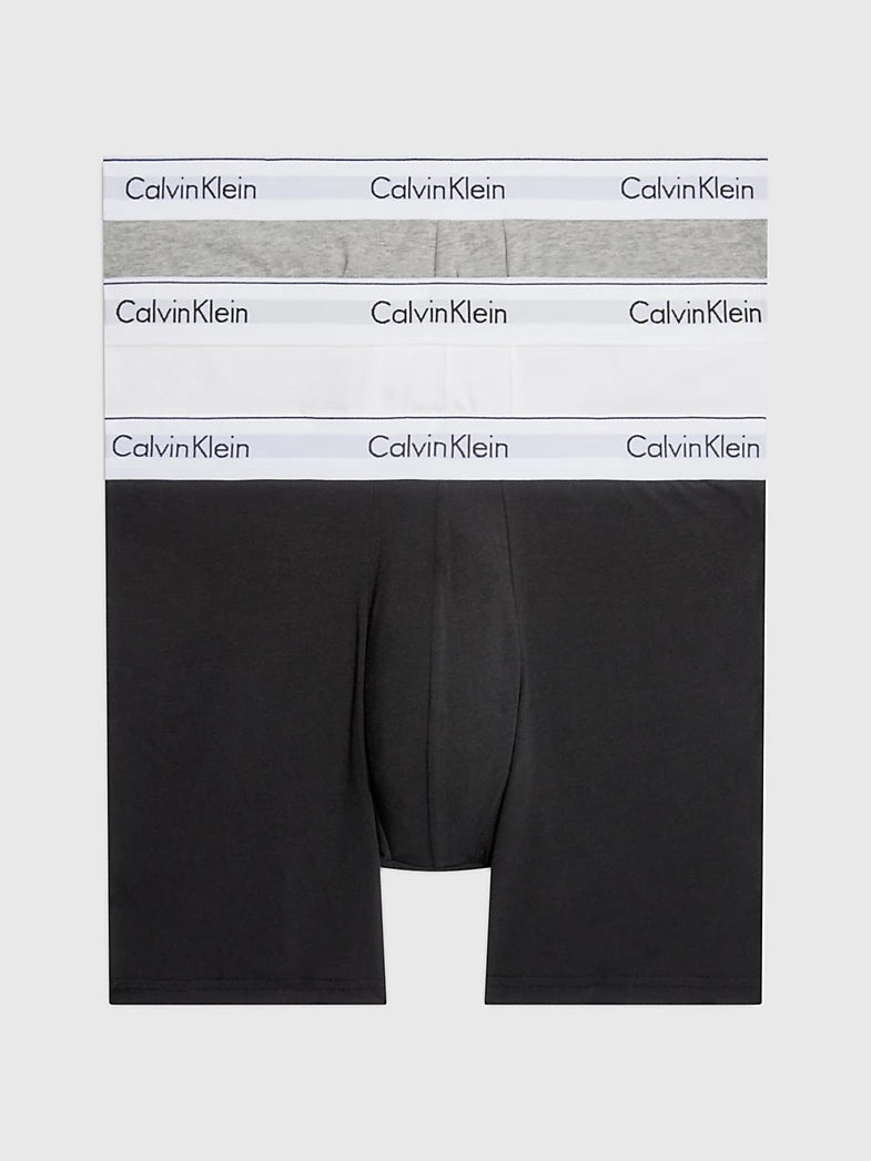3-Pack Boxers Lang - Cotton Stretch Black, White &amp; Grey