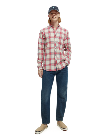 Regular-Fit checked lightweight voile overhemd