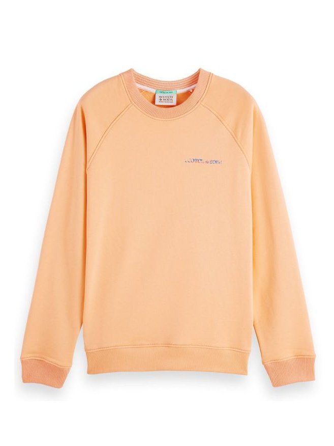 Crewneck logo felpa sweatshirt in Organic Cotton Punch