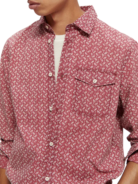 Regular-Fit printed poplin overhemd