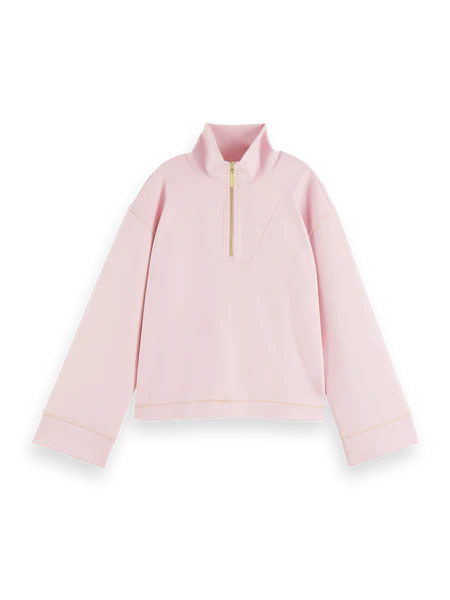 Half-zip trumpet sleeve sweatshirt