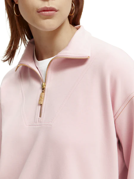 Half-zip trumpet sleeve sweatshirt