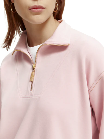 Half-zip trumpet sleeve sweatshirt
