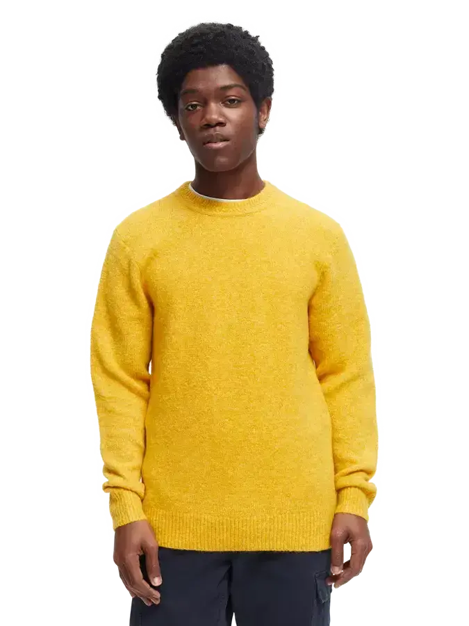 Soft knit melange crewneck pull - Golden Melange